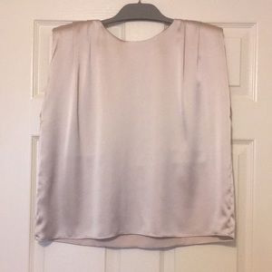 Zara Champagne Satin Shoulder Padded Blouse